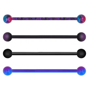 14G Purple and Black Plated Industrial Barbell Pack