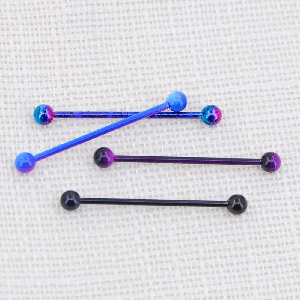 14G Purple and Black Plated Industrial Barbell Pack