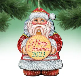 2023 Dated Merry Christmas Wooden Ornaments by G DeBrekht - Christmas Santa Snowman Decor - 8117810-MC-D23