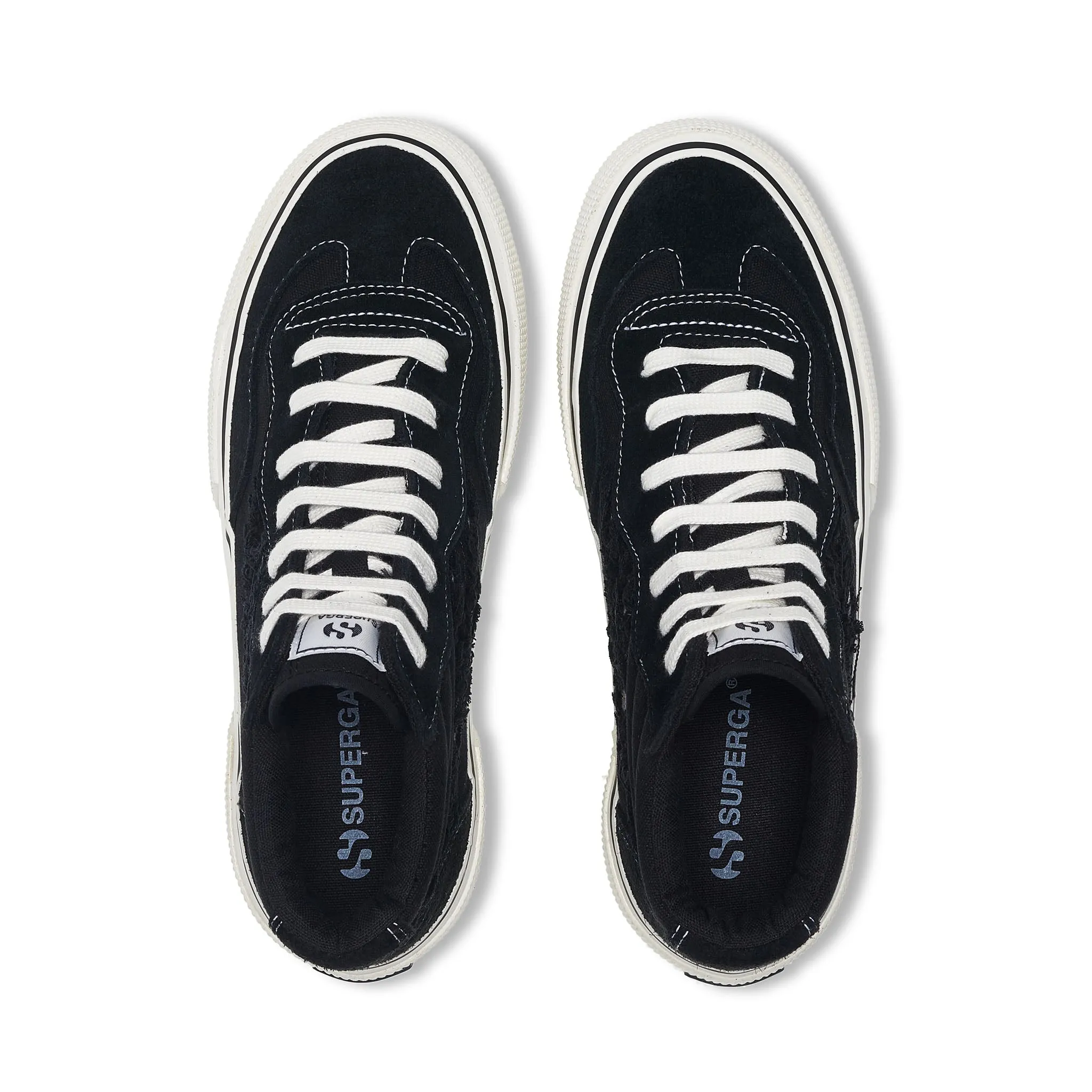 3141 Revolley Mid Ripped Swallow Tail Sneakers - Black White Avorio