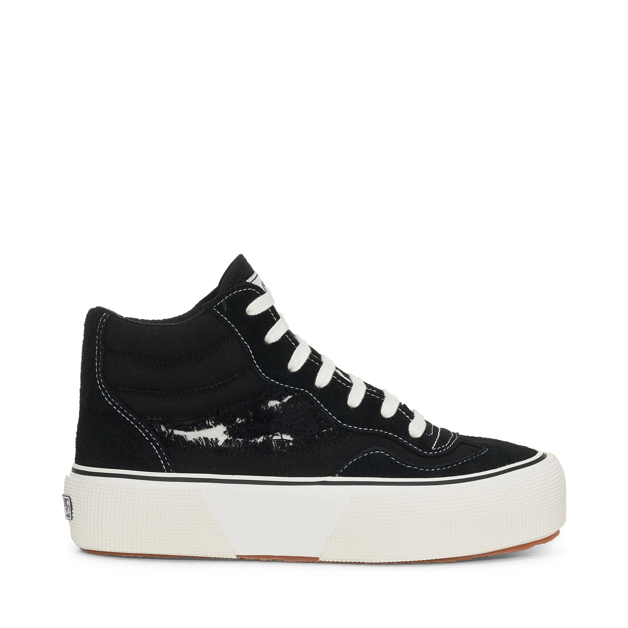 3141 Revolley Mid Ripped Swallow Tail Sneakers - Black White Avorio