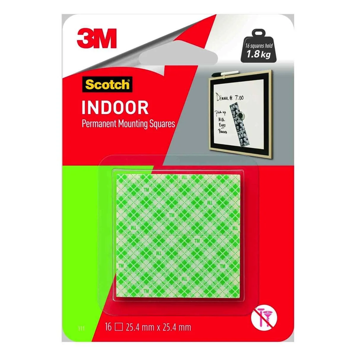 3M Scotch Mounting Sq 25.4 mm X 25.4 mm 16 Pcs (7652)