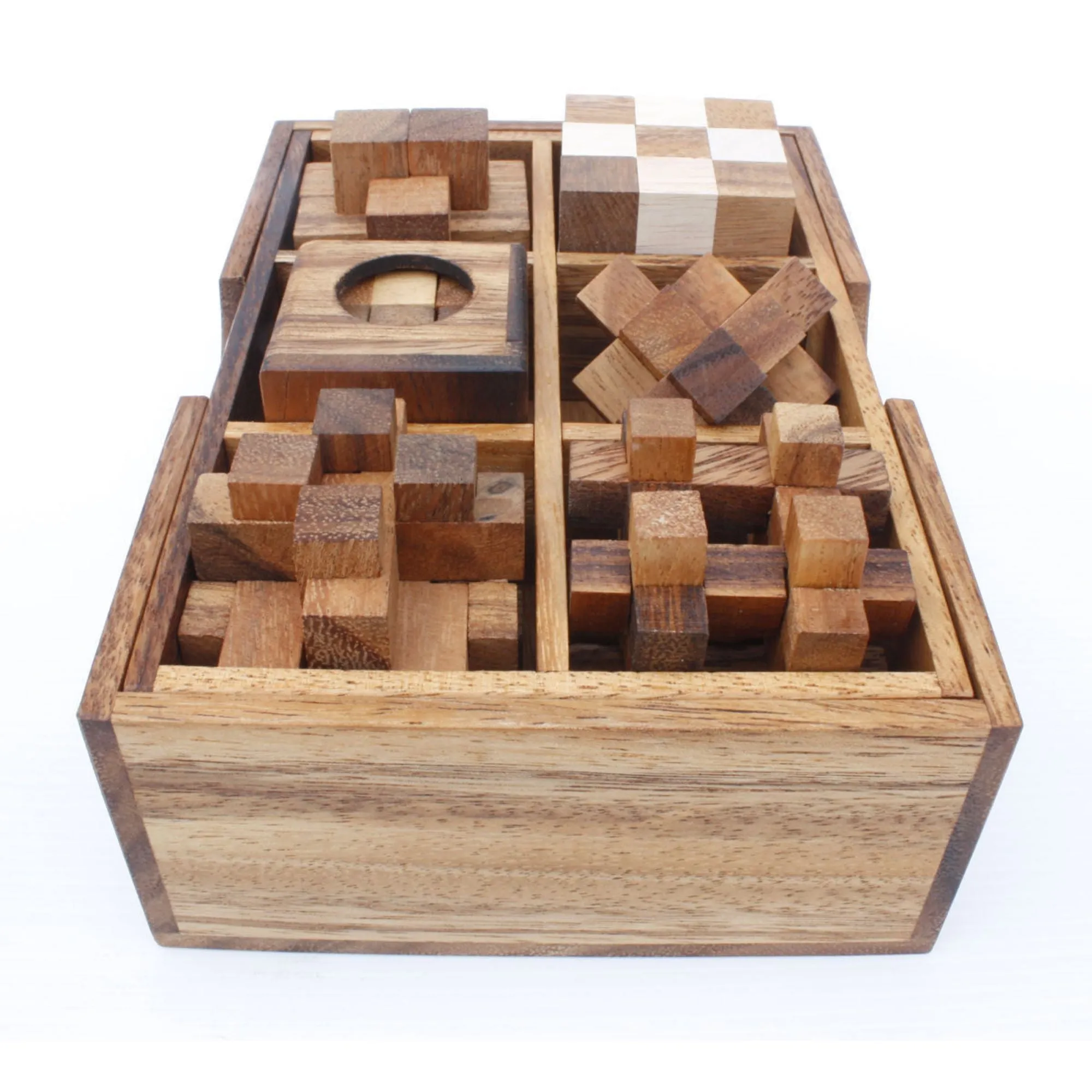 6 unique hand made wooden Puzzles in a Deluxe Gift Box Set-for kids or adults.