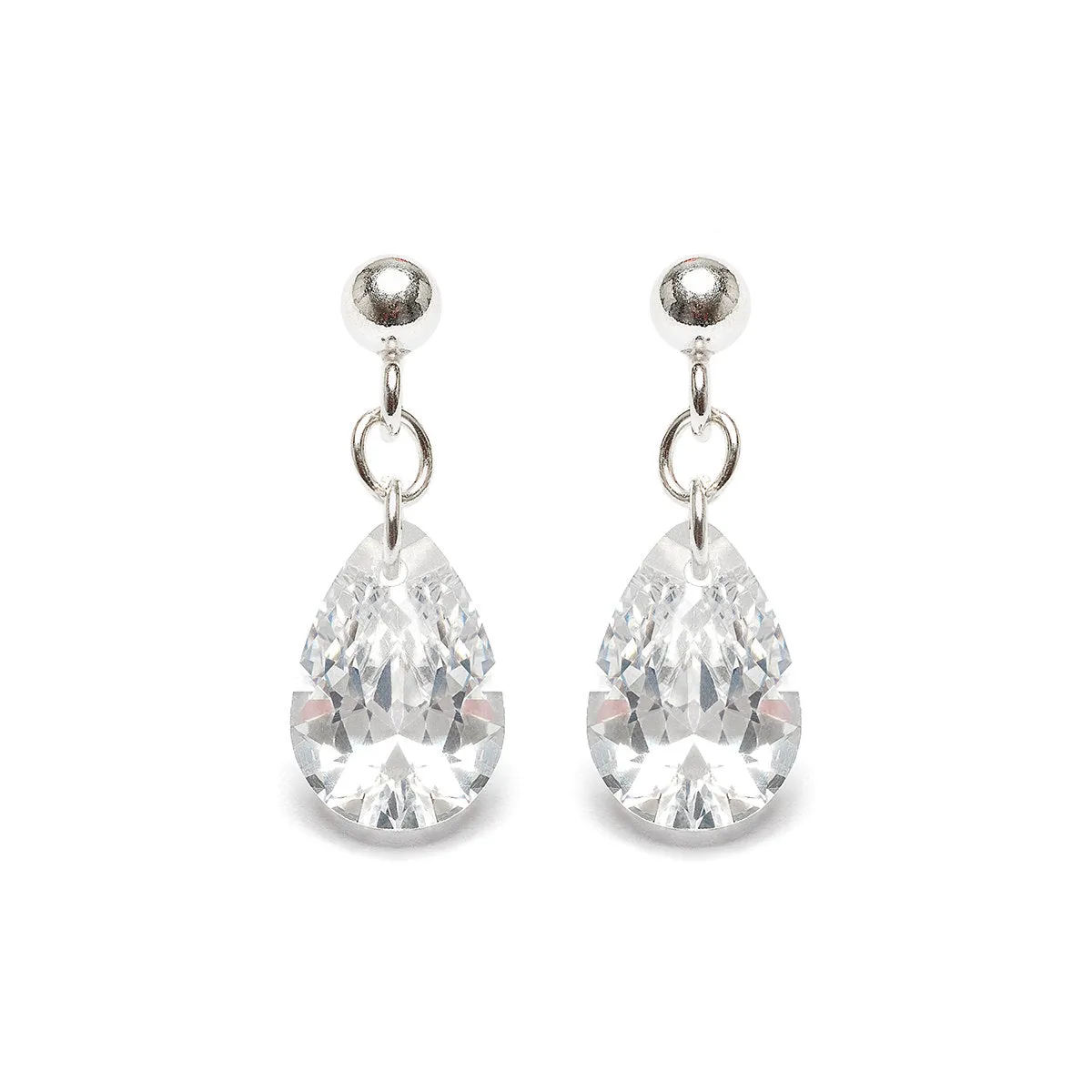 925 Sterling Silver Crystal Teardrop Earrings