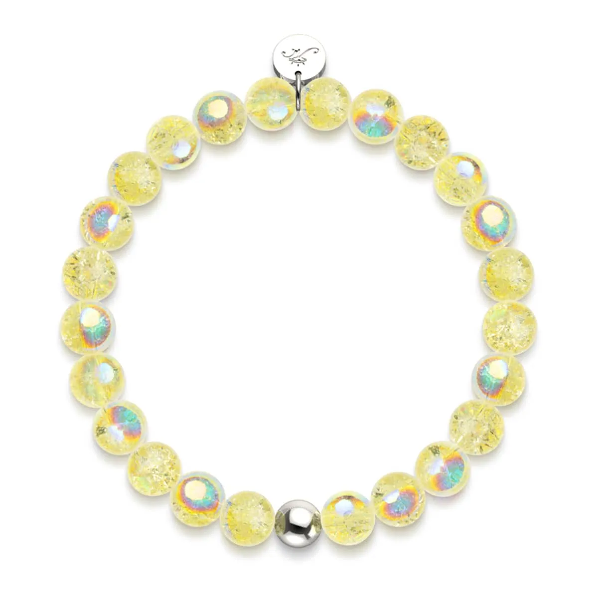 .925 Sterling Silver x Daffodil Dew Bubble Glass Bracelet