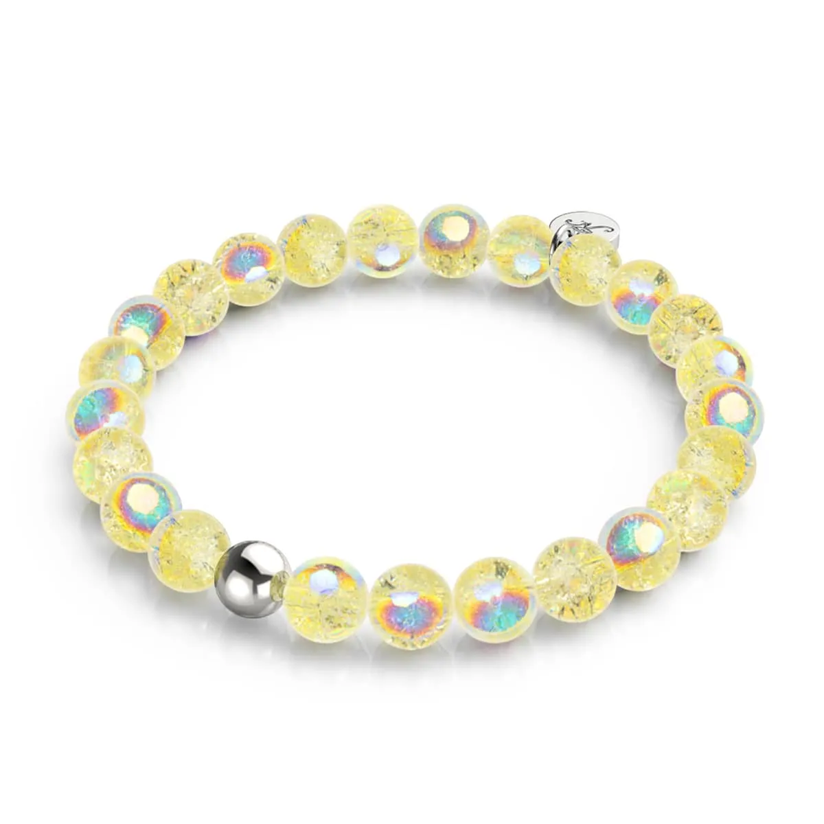 .925 Sterling Silver x Daffodil Dew Bubble Glass Bracelet