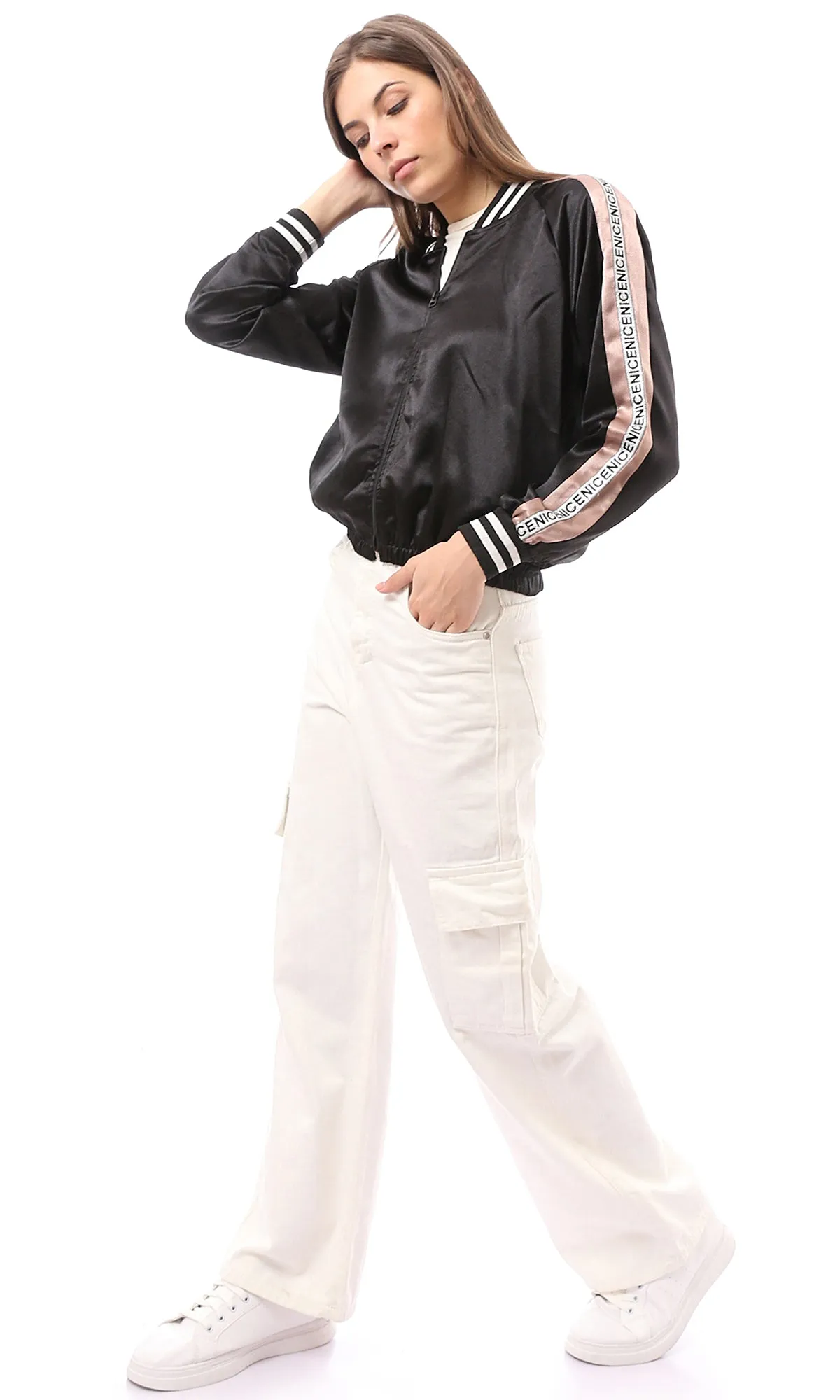 93399 Vintage Zipped Black Shiny Tracksuit Jacket