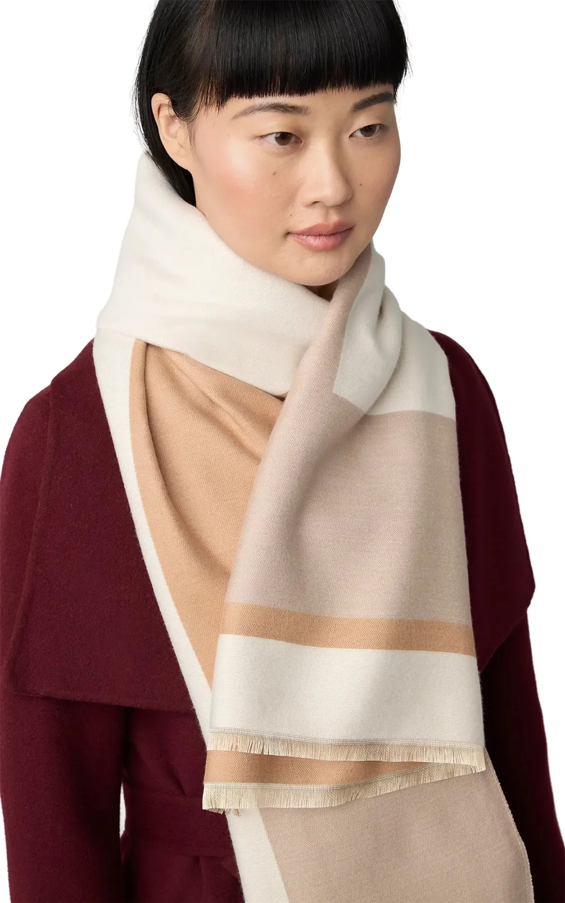 Abegail Geometrical Woven Scarf with Fringed Edge - Women's|-|Foulard géométrique tissé avec bord frangé Abegail - Femme