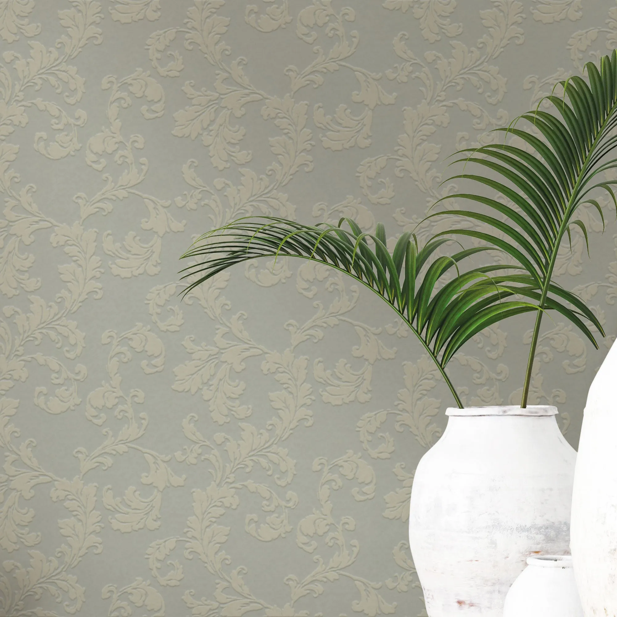 Acanthus Trail Beige Wallpaper from the Emporium Collection