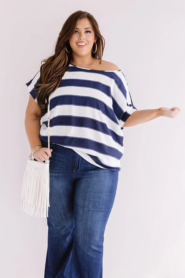 Act Casual Shift Top In Navy Curves