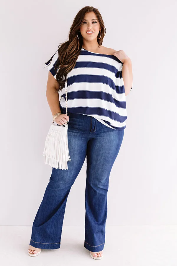 Act Casual Shift Top In Navy Curves