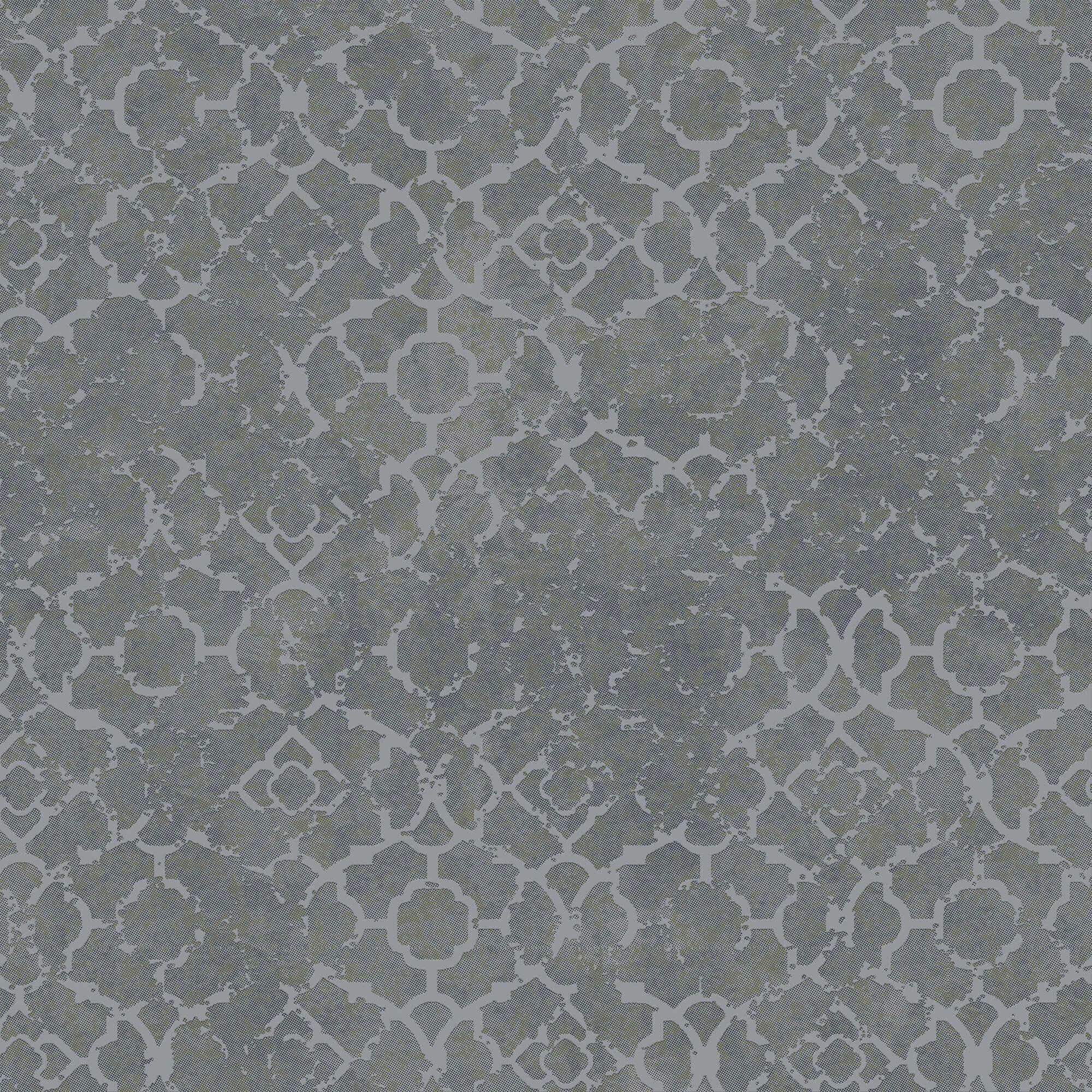 Aged Quatrefoil Grey/Silver Wallpaper from the Emporium Collection