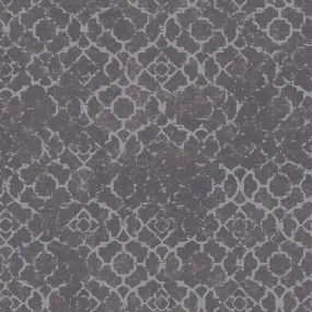 Aged Quatrefoil Purple/Silver Wallpaper from the Emporium Collection