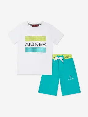 Aigner Boys T-Shirt And Shorts Set in White