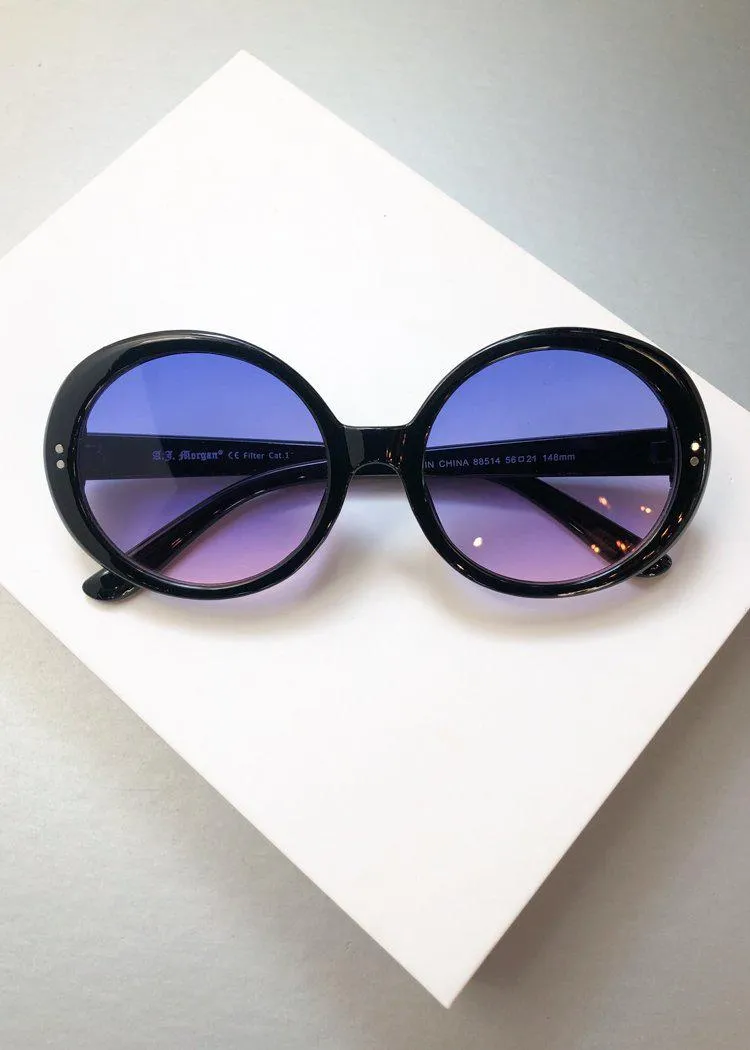 A.J. MORGAN Round Romance Black with Blue Purple Gradient Sunnies