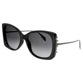 Alexander McQueen Women's Sunglasses Fall Winter Black Grey CR 39 CR 39 Shiny AM0340S 001