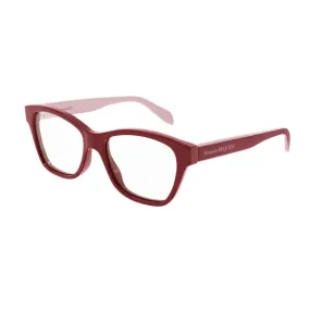 Alexander McQueen Women's Sunglasses Fall Winter Red Transparent Demo Lens Demo Lens Shiny AM0306O 005