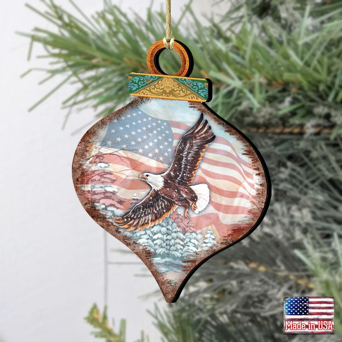 American Eagle Drop Wooden Ornaments by G. DeBrekht - American Christmas Decor - 8035216