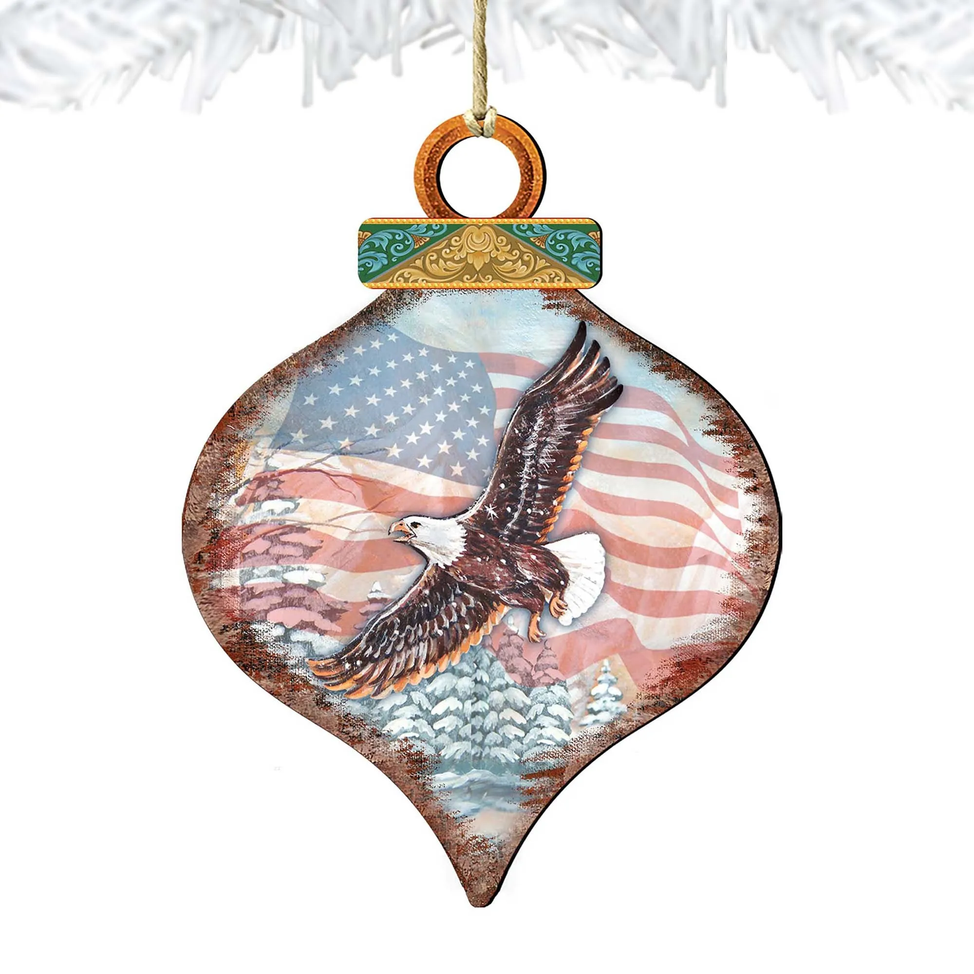 American Eagle Drop Wooden Ornaments by G. DeBrekht - American Christmas Decor - 8035216