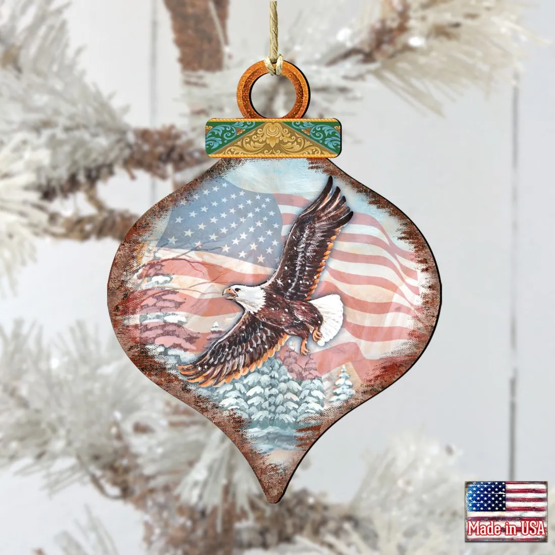 American Eagle Drop Wooden Ornaments by G. DeBrekht - American Christmas Decor - 8035216