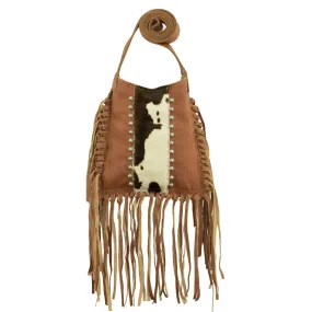 American West Womens Fringed Cowgirl Natural Tan Leather Crossbody Bag