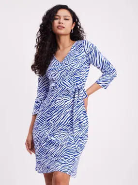 Animal Print Wrap Dress - Blue