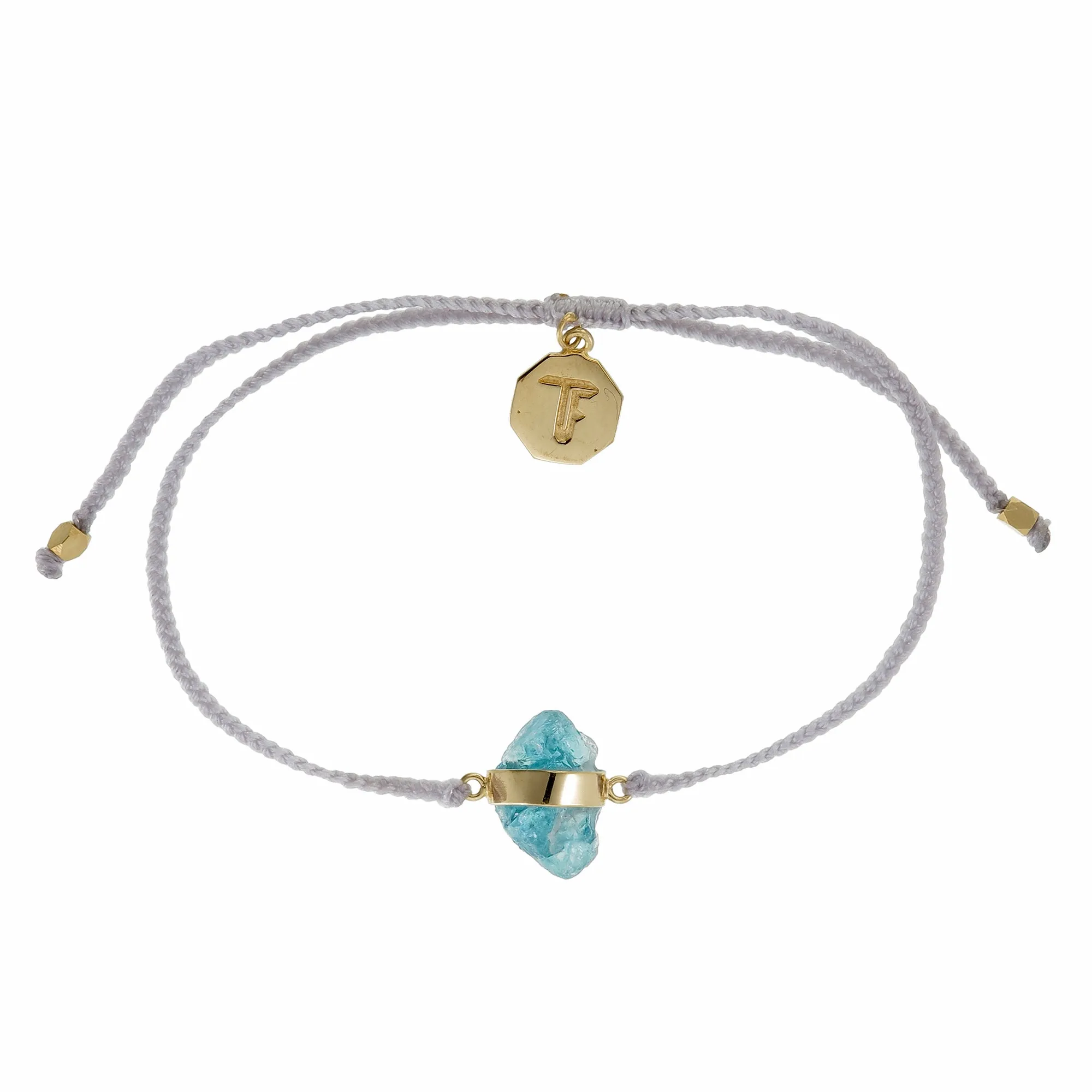 APATITE CRYSTAL BRACELET- PASTEL GREY - GOLD