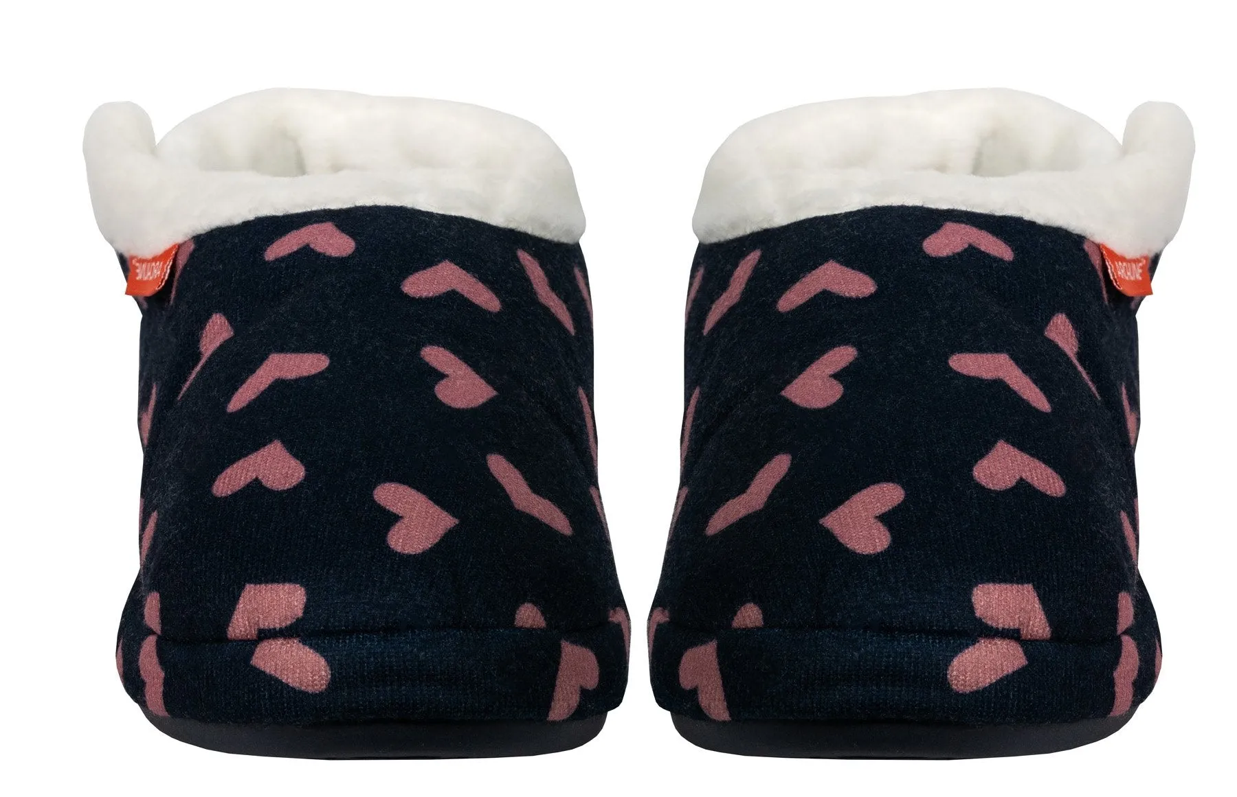 Archline ORTHOTIC SLIPPERS CLOSED Navy with Pink Hearts