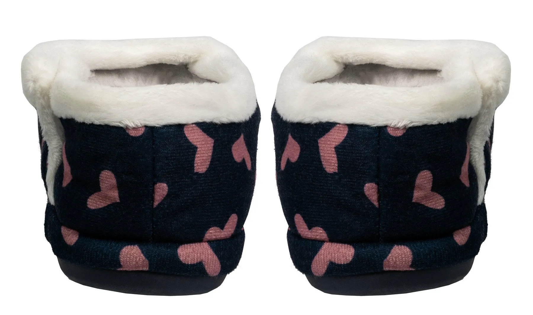 Archline ORTHOTIC SLIPPERS CLOSED Navy with Pink Hearts