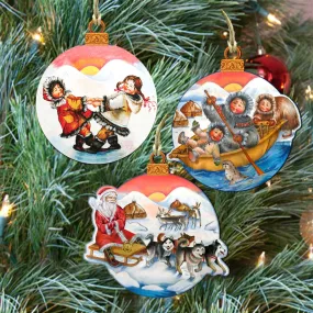 Arctic Adventure Wooden Ornaments Set of 3 by G. DeBrekht - Christmas Santa Snowman Décor - 8100012S3