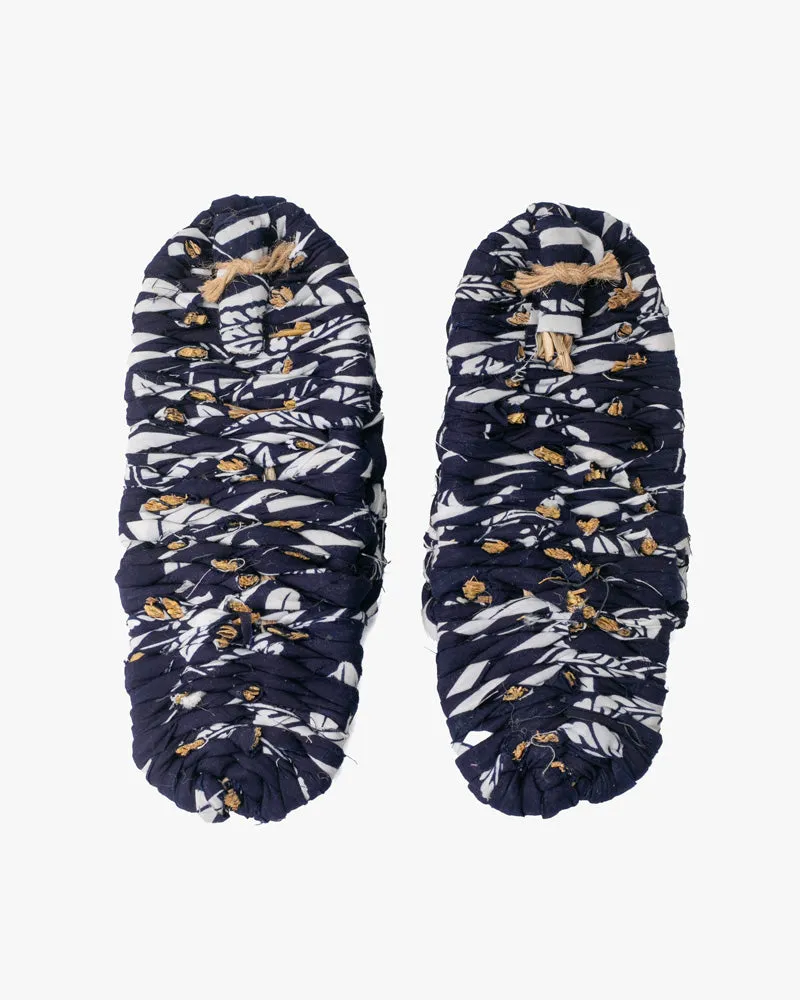 Assorted Matsunoya Hand Woven Slippers Navy with White Accents (M/L)