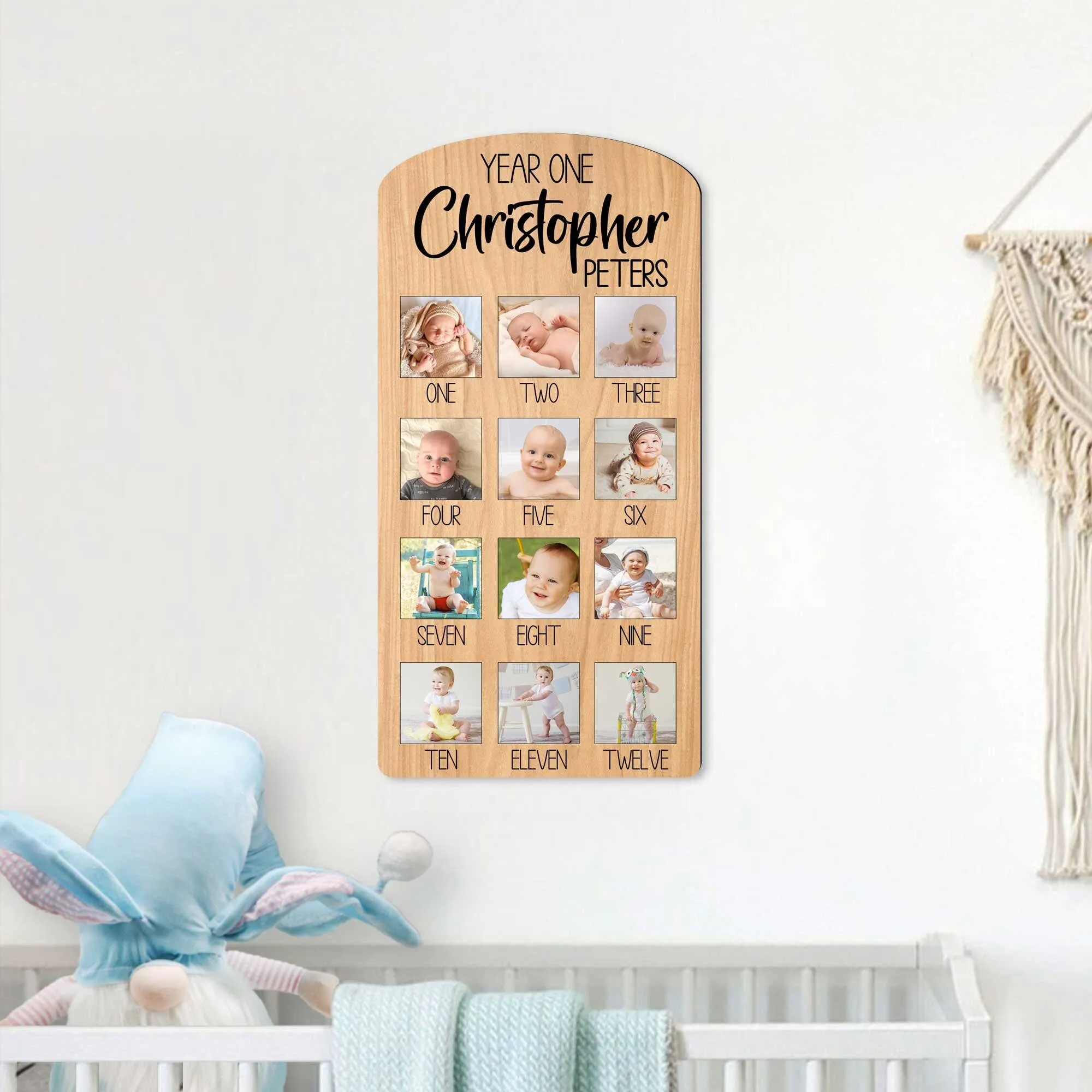 Baby First Birthday Sign - One year Baby - Milestone photo Board - 12 Months baby Collage Sign - Baby Photo Frame - 310323