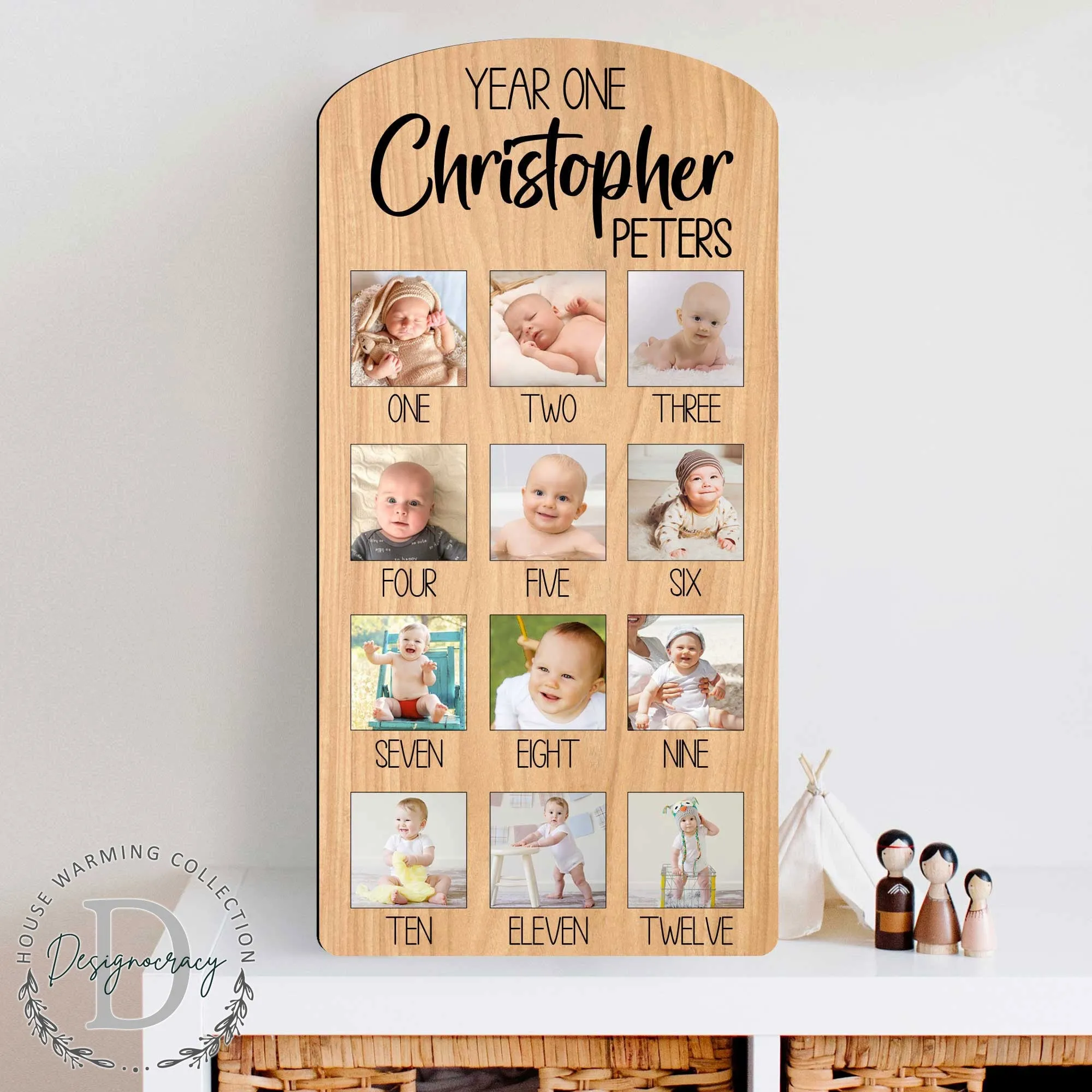 Baby First Birthday Sign - One year Baby - Milestone photo Board - 12 Months baby Collage Sign - Baby Photo Frame - 310323