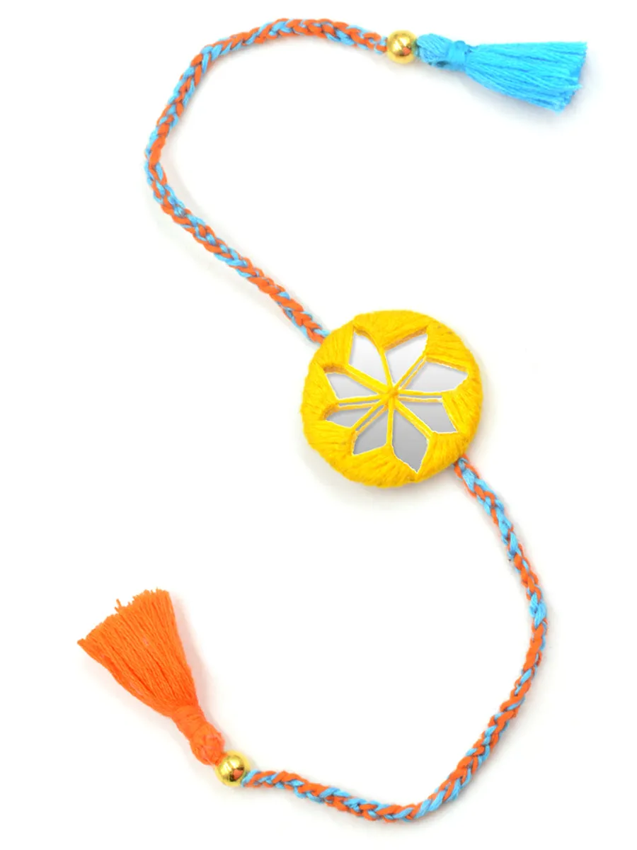 Bandhan Hand-Embroidered Rakhi (Yellow)