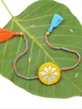 Bandhan Hand-Embroidered Rakhi (Yellow)