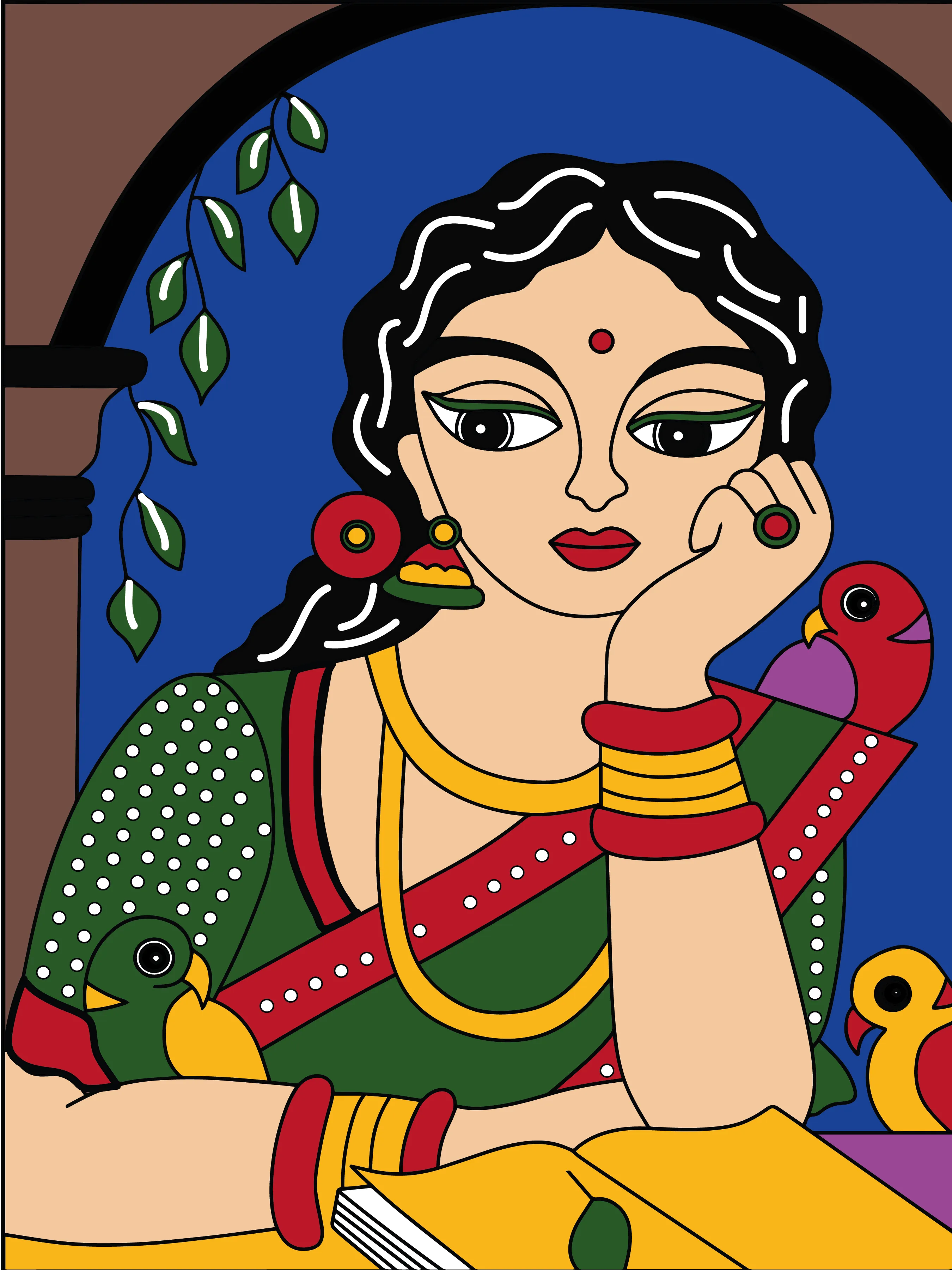 Beautiful Woman Madhubani Painting DIY Canvas Base for Painting