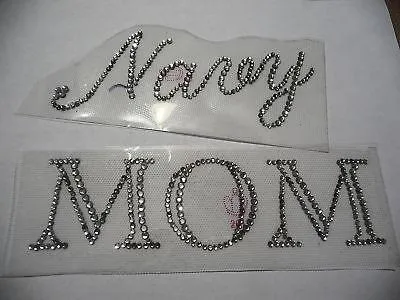 Bling Navy Mom Iron On Hot Fix Rhinestone Bling Transfer Motif