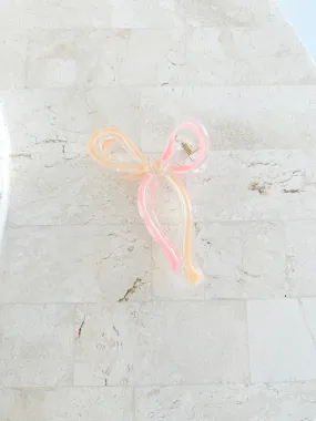 Bow Clip - Pink/Orange Outline