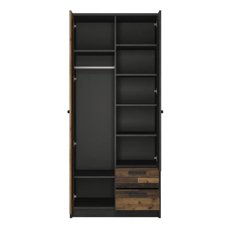 Brooklyn Walnut 2 Doors & 2 Drawers Wardrobe