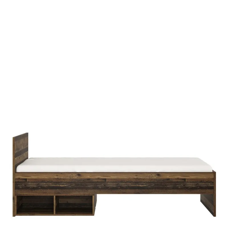 Brooklyn Walnut Single Bed With 2 open Shelf