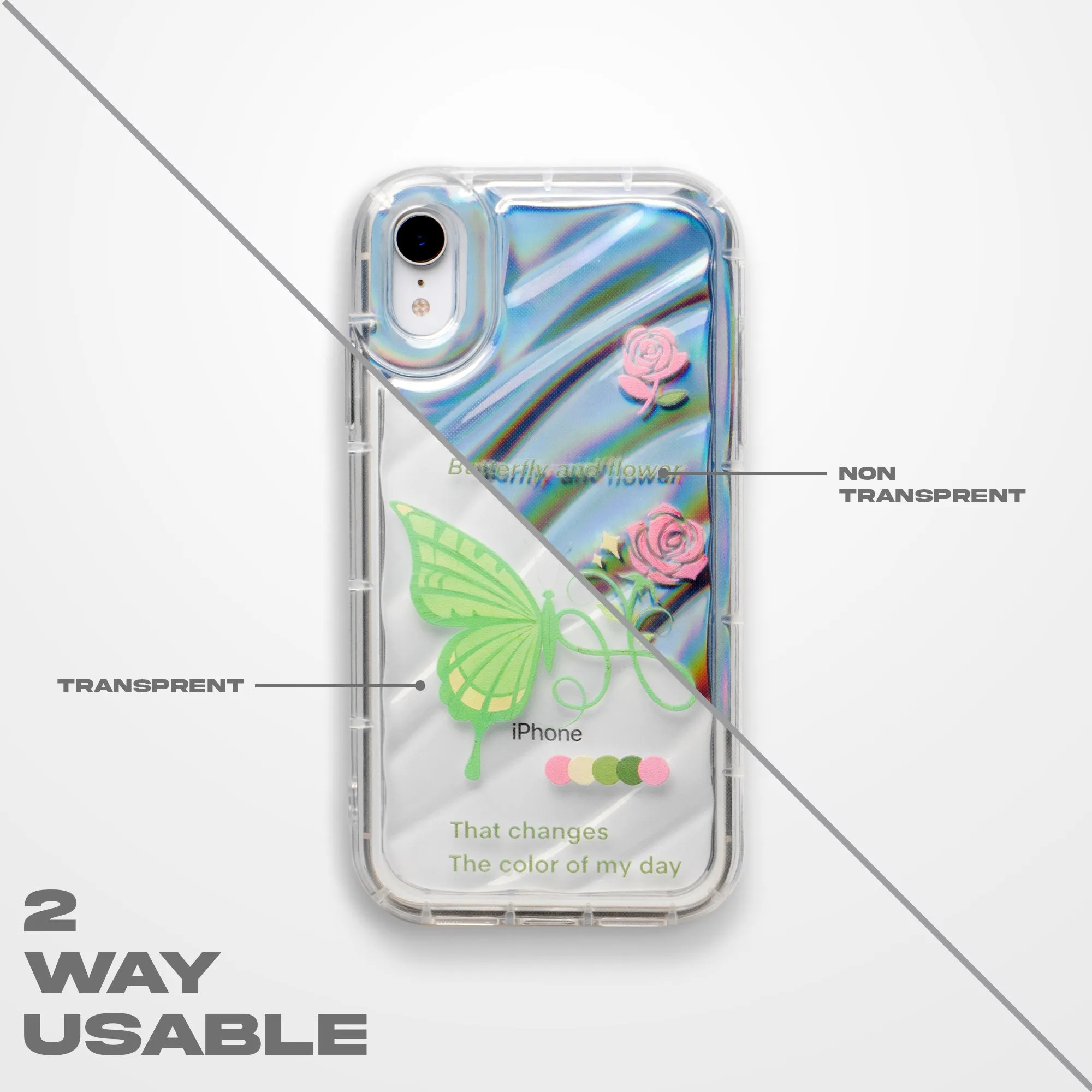 Butterfly Printed Transparent Back Cover for Apple iPhone 14