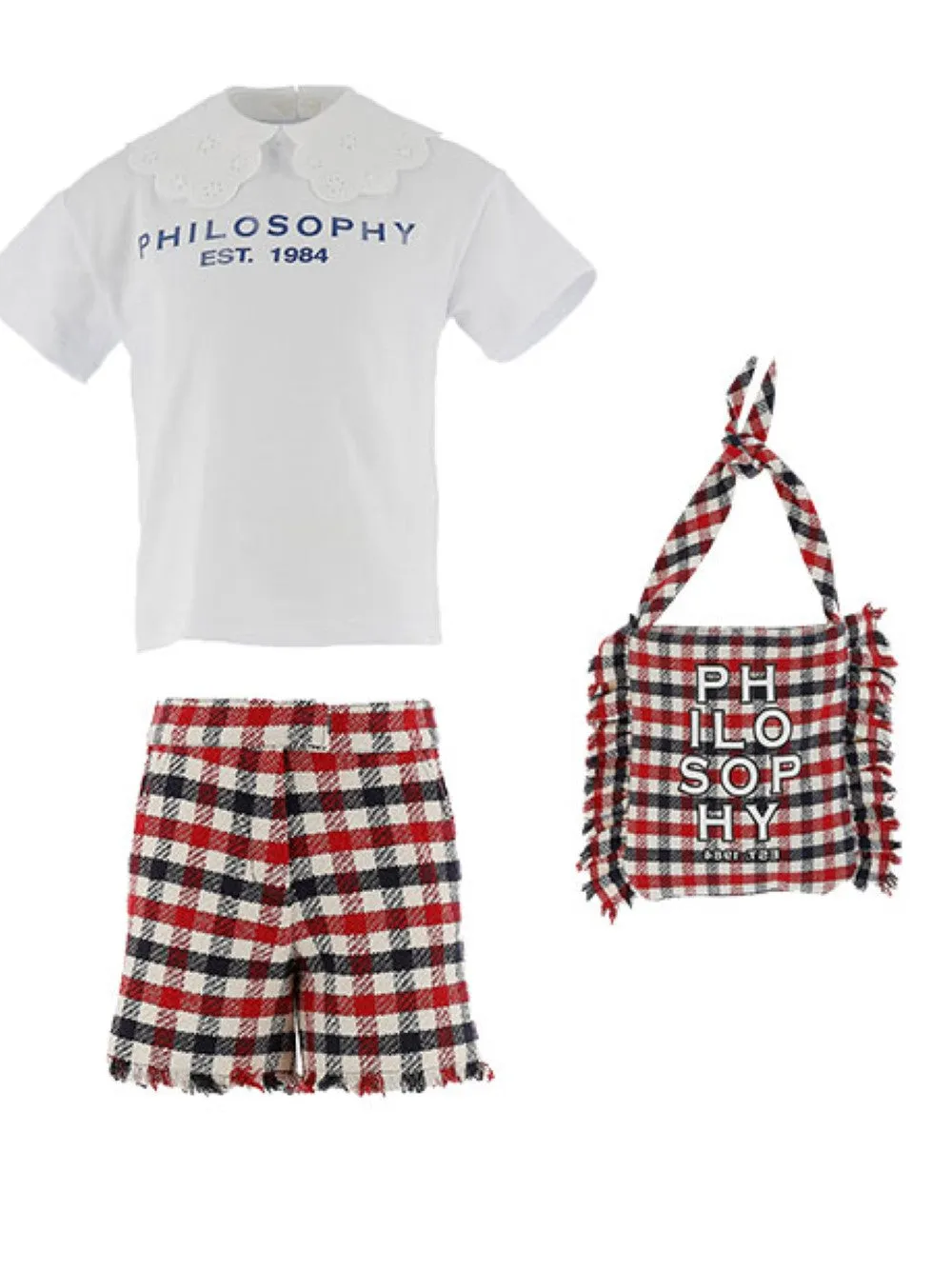 Checked Fringed Shorts