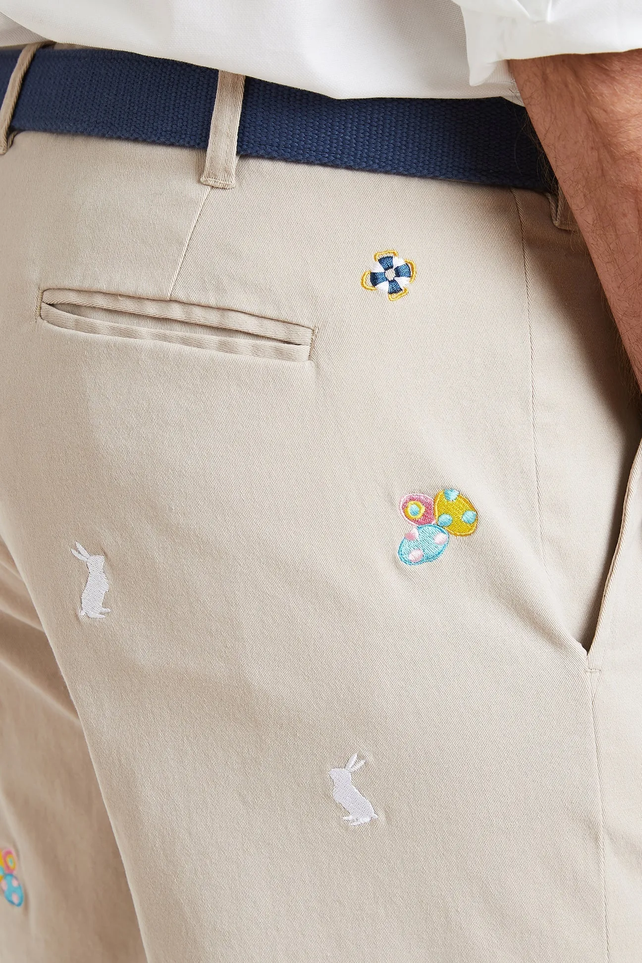 Cisco Short Stretch Twill Stone with Easter Eggs & Bunny