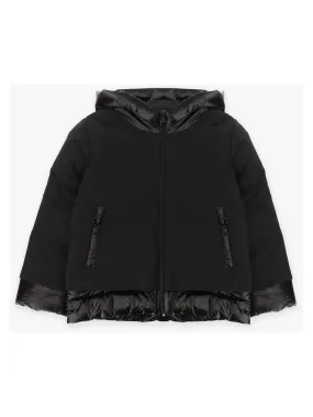 coat shiny combo with hood - black