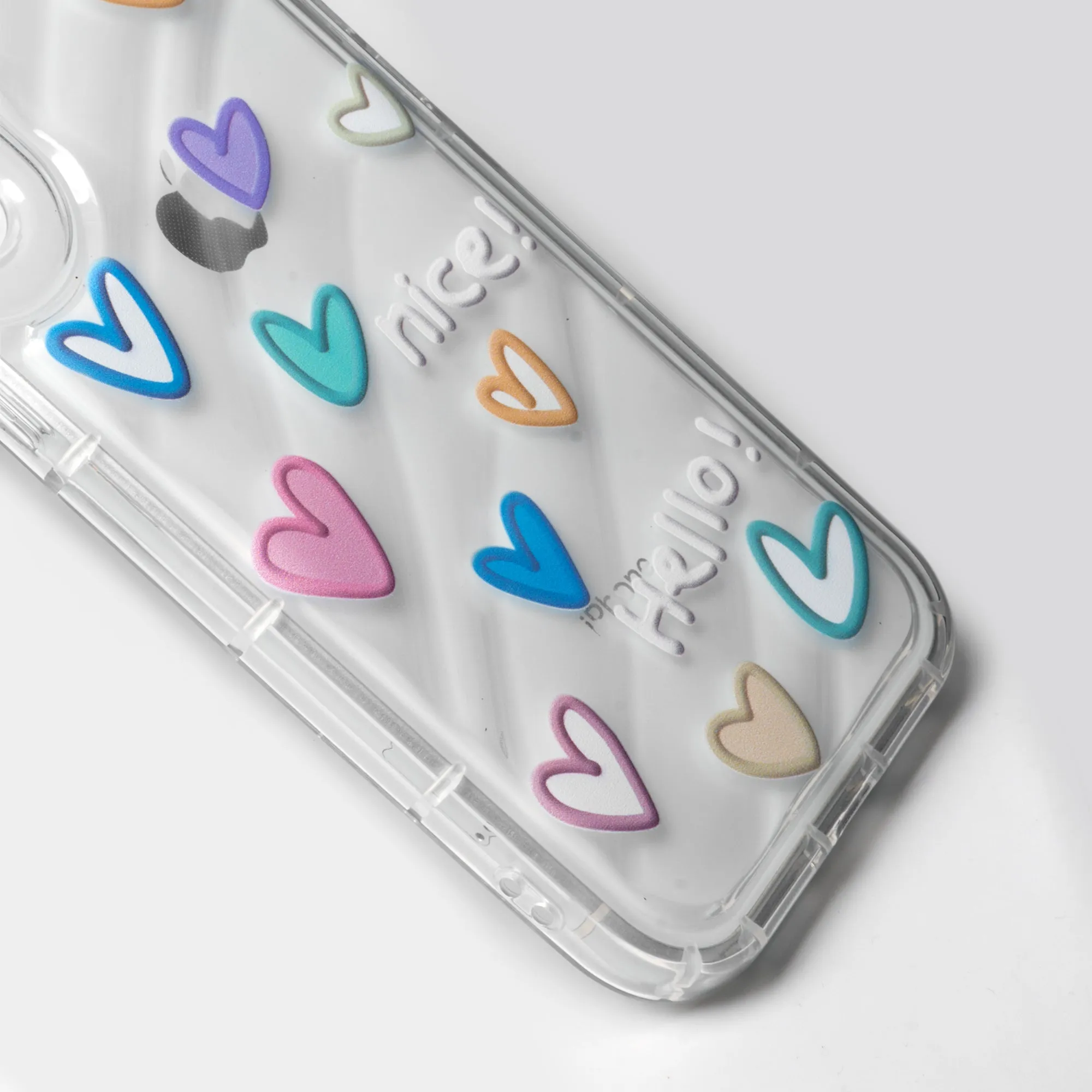 Colorful Hearts Printed Transparent Back Cover for Apple iPhone 14 Plus