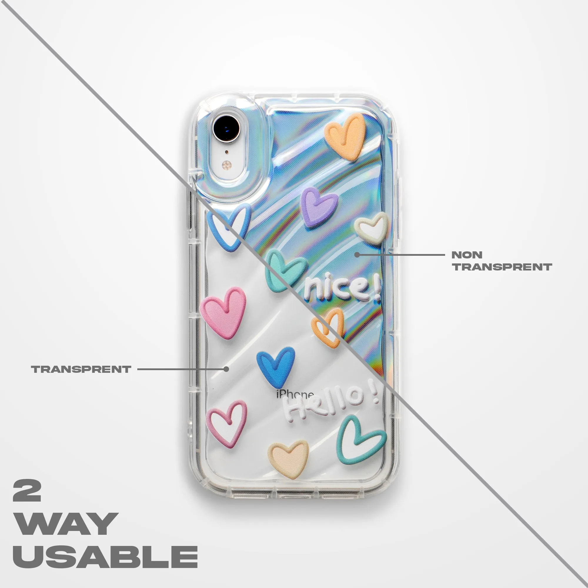 Colorful Hearts Printed Transparent Back Cover for Apple iPhone 14 Plus