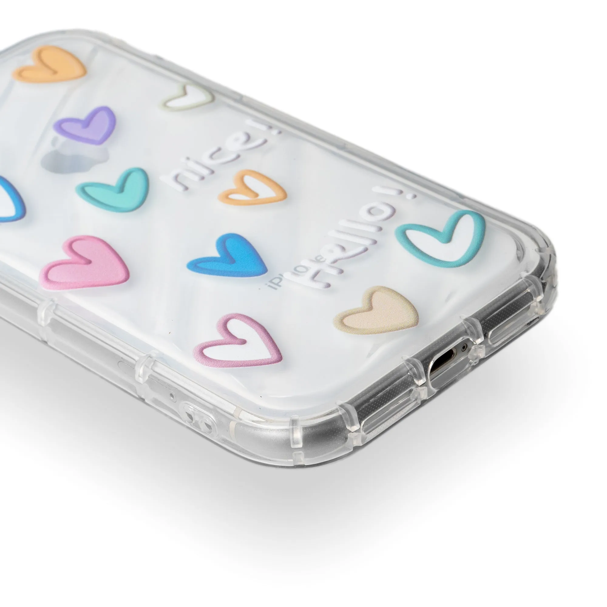 Colorful Hearts Printed Transparent Back Cover for Apple iPhone 14 Plus