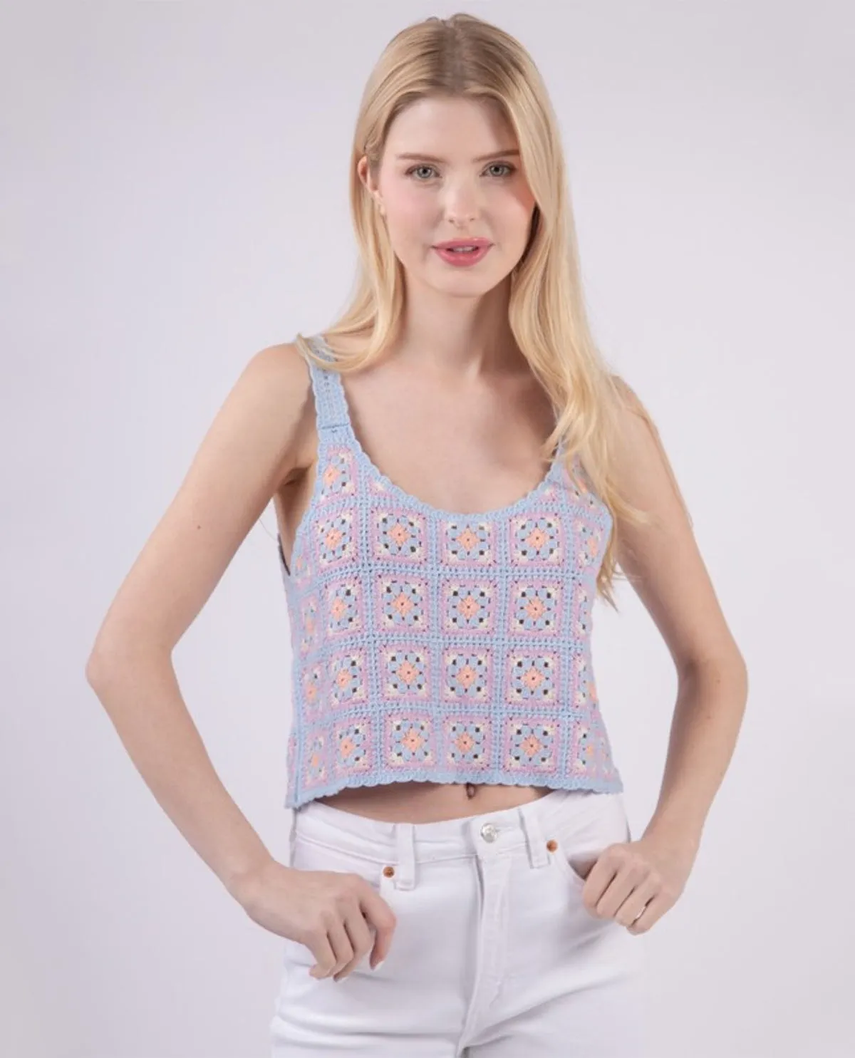 Crochet Floral U-Neck Tank Top