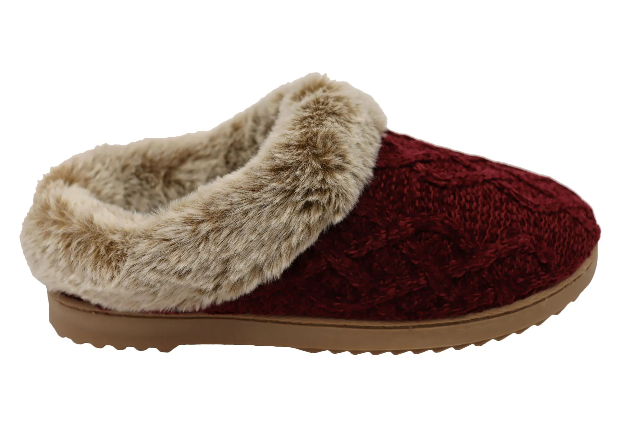 Dearfoams Womens Comfortable Hannah Chenille Knit Clog Slippers