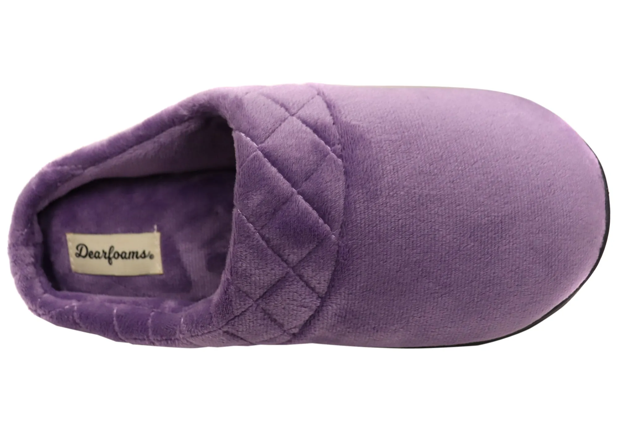 Dearfoams Womens Darcy Microfiber Velour Clog Wide Width Slippers